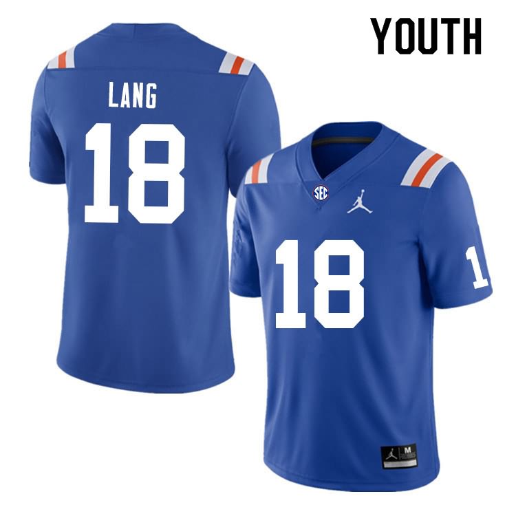 Youth NCAA Florida Gators Dante Lang #18 Stitched Authentic Nike Blue Throwback College Football Jersey OWZ7265DY